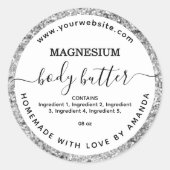 Zilver magnesium body butter label (Voorkant)