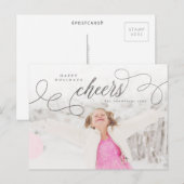 Zilver Manuscript Prettige feestdagen Aangepaste F Briefkaart (Voorkant / Achterkant)