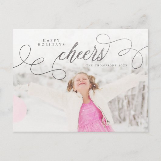 Zilver Manuscript Prettige feestdagen Aangepaste F Briefkaart (Voorkant)