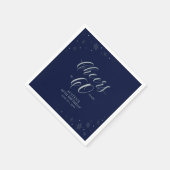 Zilver & Marine Blauw Proost 60ste Verjaardagsfees Servet (Hoek)