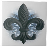 "zilver/marine" ijzeren "fleur de lis LARGE TILE/T Tegeltje (Voorkant)