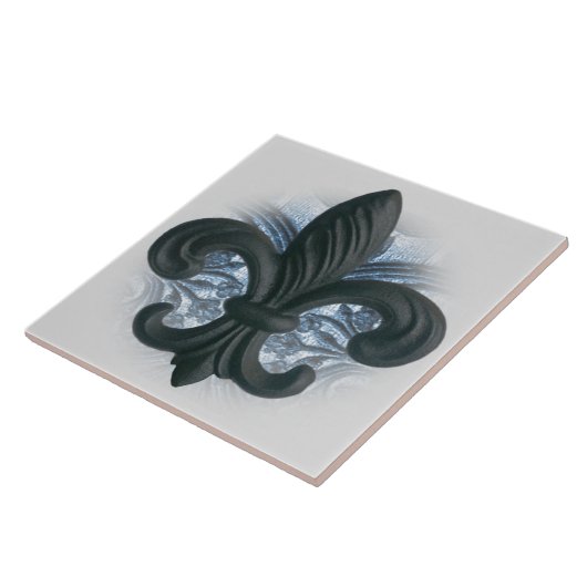 "zilver/marine" ijzeren "fleur de lis LARGE TILE/T Tegeltje (Zijkant)