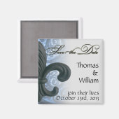 zilver/marine "ijzeren fleur de lis" SAVE THE DATE Magneet (Voorkant / Achterkant)