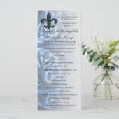 zilver/marine "iron fleur de lis" BRUILOFT PROGRAM Programmakaart (Staand voorkant)