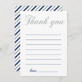 Zilver & Marine | Modern jongensfeestje bedankje Bedankkaart (Voorkant / Achterkant)