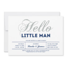 Zilver, marine | Modern Typografie Boy Baby shower