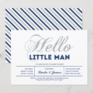 Zilver, Marineblauw   Moderne typografie jongens b Kaart