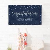 Zilver & Marineblauw | Verjaardagsfeest Spandoek (Insitu)