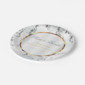 Zilver Marmer, Goud en Wit Satijn Papieren Bordje (Gekanteld)