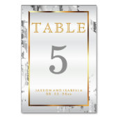 Zilver Marmer, Goud en Wit Satijn - Tafel Kaart (Achterkant)