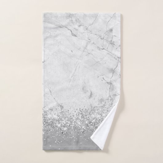 Zilver Marmer Zilver Glitterij Glam Bad Handdoek (Handdoek)