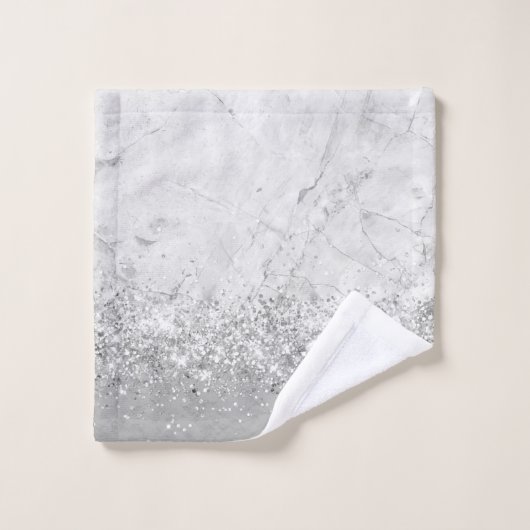 Zilver Marmer Zilver Glitterij Glam Bad Handdoek (Wasdoekje)