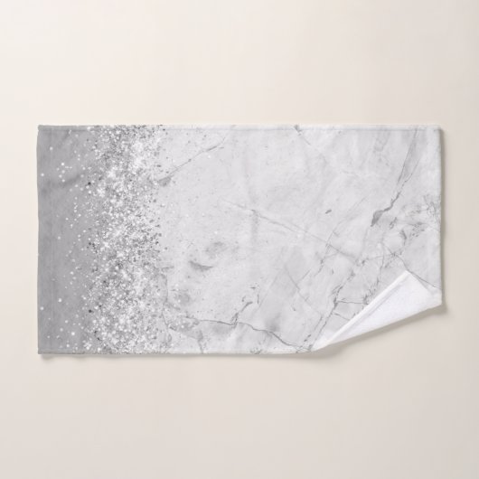 Zilver Marmer Zilver Glitterij Glam Bad Handdoek (Handdoek)