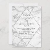 Zilver Marmeren Art Deco Geometrische leisteen bru Kaart (Voorkant)