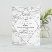 Zilver Marmeren Art Deco Geometrische leisteen bru Kaart (Staand voorkant)