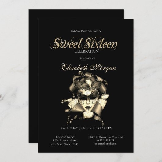 Zilver Masque Zwart Zoet 16 Kaart (Voorkant / Achterkant)