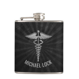 Zilver Medical Symbool Persoonlijke verpleegkundig Heupfles