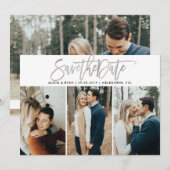 Zilver meerdere foto's slaan de datum op save the date (Voorkant / Achterkant)