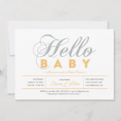 Zilver | Meisje, modern Baby shower voor typografi Kaart (Voorkant)