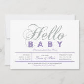 Zilver | Meisje, modern Baby shower voor typografi Kaart (Voorkant)