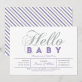 Zilver | Meisje, modern Baby shower voor typografi Kaart (Voorkant / Achterkant)