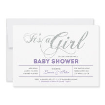 Zilver | Meisje, Moderne Typografie Baby Shower