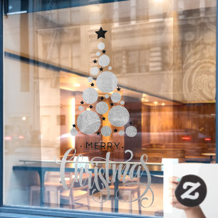 Zilver Merry Kerstmis Stars Holiday Raamsticker