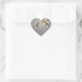 Zilver met gouden boog bruiloft hart sticker (Tas)