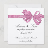 Zilver met roze lint sparen de Datum Kaart (Voorkant)