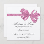 Zilver met roze lint sparen de Datum Kaart (Voorkant / Achterkant)