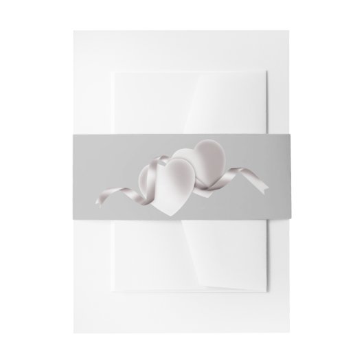 Zilver met Silver Hearts Belly Bands Uitnodigingen Wikkel (Voorkant Voorbeeld)