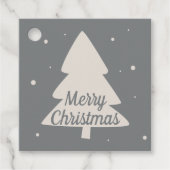 Zilver met witte pijnboom en snowflake kerstboom bedankjes labels (Voorkant)