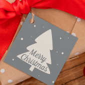 Zilver met witte pijnboom en snowflake kerstboom bedankjes labels