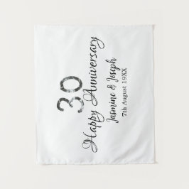 Zilver Metaal 30e gelukkig jubileum naam toevoegen Wandkleed