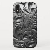 Zilver metaal gegraveerd look abstract grijs Case-Mate iPhone case (Achterkant)