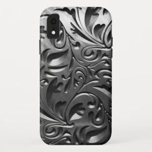 Zilver metaal gegraveerd look abstract grijs Case-Mate iPhone case