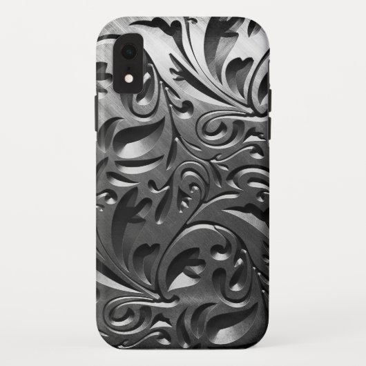 Zilver metaal gegraveerd look abstract grijs Case-Mate iPhone case (Achterkant)