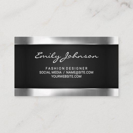 Zilver Metaal | Glanzende Metalen Afwerking | Zwar Visitekaartje (Achterkant)