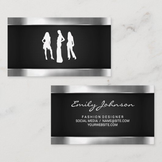 Zilver Metaal | Glanzende Metalen Afwerking | Zwar Visitekaartje (Voorkant / Achterkant)