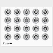 Zilver metaal grijs marmer custom business logo ronde sticker (Vel)