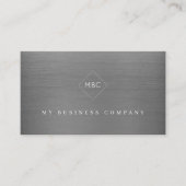 Zilver metaal modern elegant monogrammed eenvoudig visitekaartje (Voorkant)