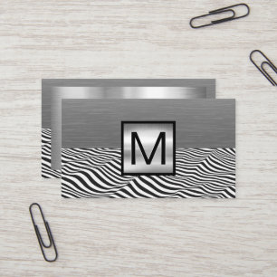 Zilver Metaal   Monogram Zakelijke Kaart Visitekaartje