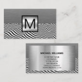 Zilver Metaal | Monogram Zakelijke Kaart Visitekaartje (Voorkant / Achterkant)