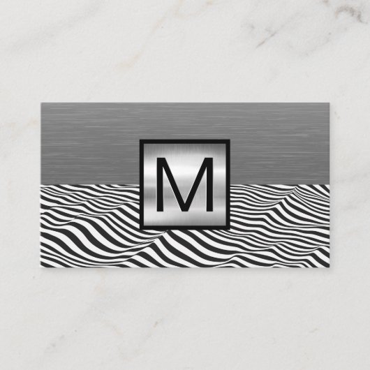 Zilver Metaal | Monogram Zakelijke Kaart Visitekaartje (Voorkant)