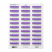 Zilver Metaal Paarse Damask Bruiloft Adres Label (Full Sheet)