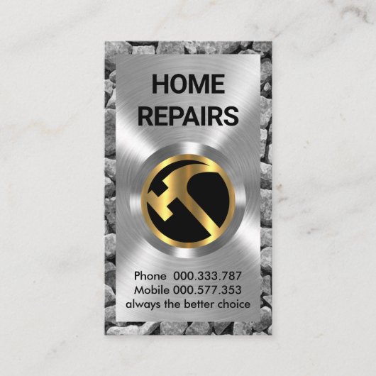 Zilver Metaal Werkt Gouden Hamer Visitekaartje (Voorkant)