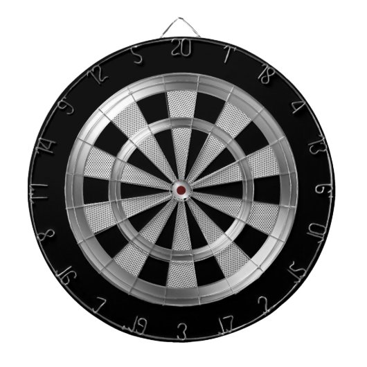 Zilver Metaal & Zwart Dartbord (Voorkant)