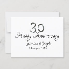 Zilver Metaalachtig 30e gelukkig jubileum naam toe Briefkaart