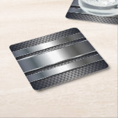 Zilver Metalen Textuur Industrieel Kartonnen Onderzetters (Schuin)