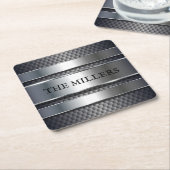 Zilver Metalen Textuur Industriële Naam Kartonnen Onderzetters (Schuin)